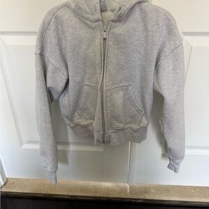Aritzia Light Gray Zip-Up Hoodie XS